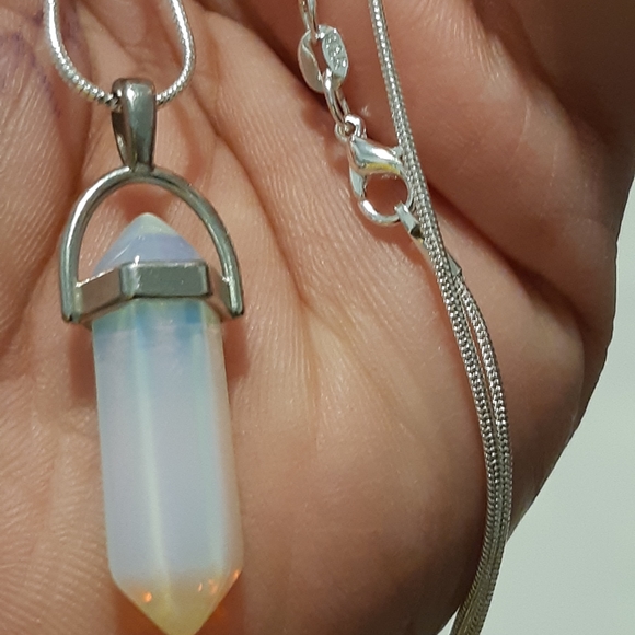 Moon Stone Necklace, Necklace Is Stamped 925, Pendant Is Not, Necklace Is 24.5"L - Picture 9 of 12